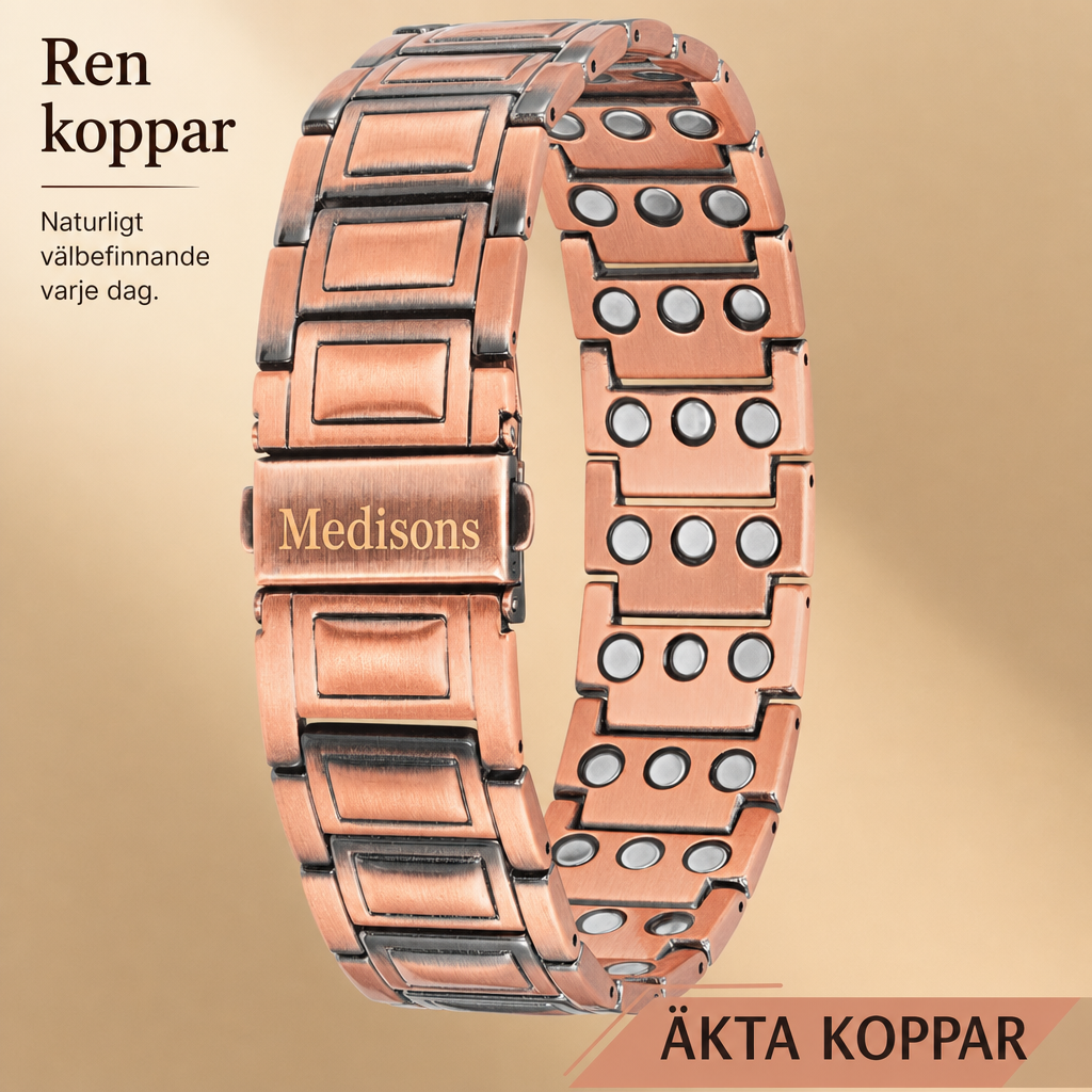 Medisons koppararmband i äkta koppar med magneter