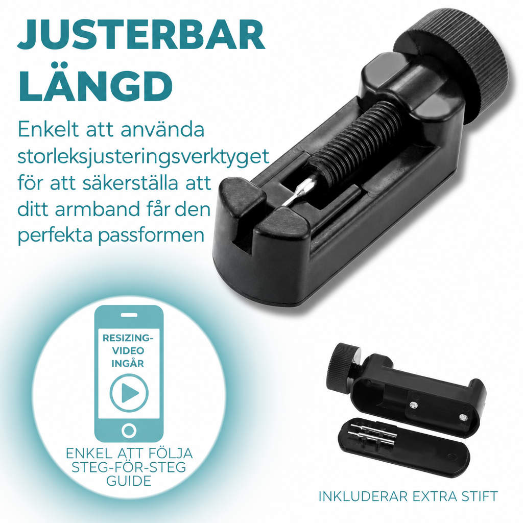 Justerbar längd med storleksverktyg